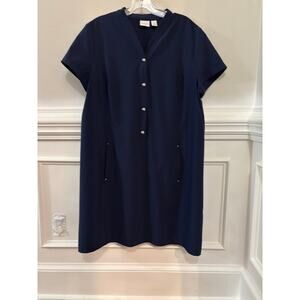 Weekends by Chicos Dress Short Sleeve 14 - 16 Casual Travel Navy Blue XL New